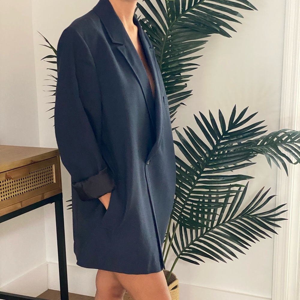 Navy - 100% linen - jacket can be wear as a dress for women